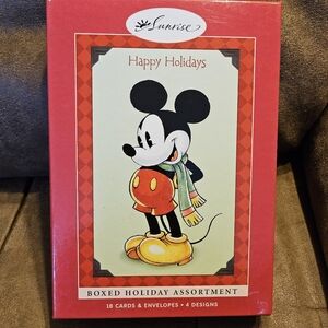 Hallmark Sunrise Disney Mickey Mouse Box of 18 Christmas Holiday Cards RARE